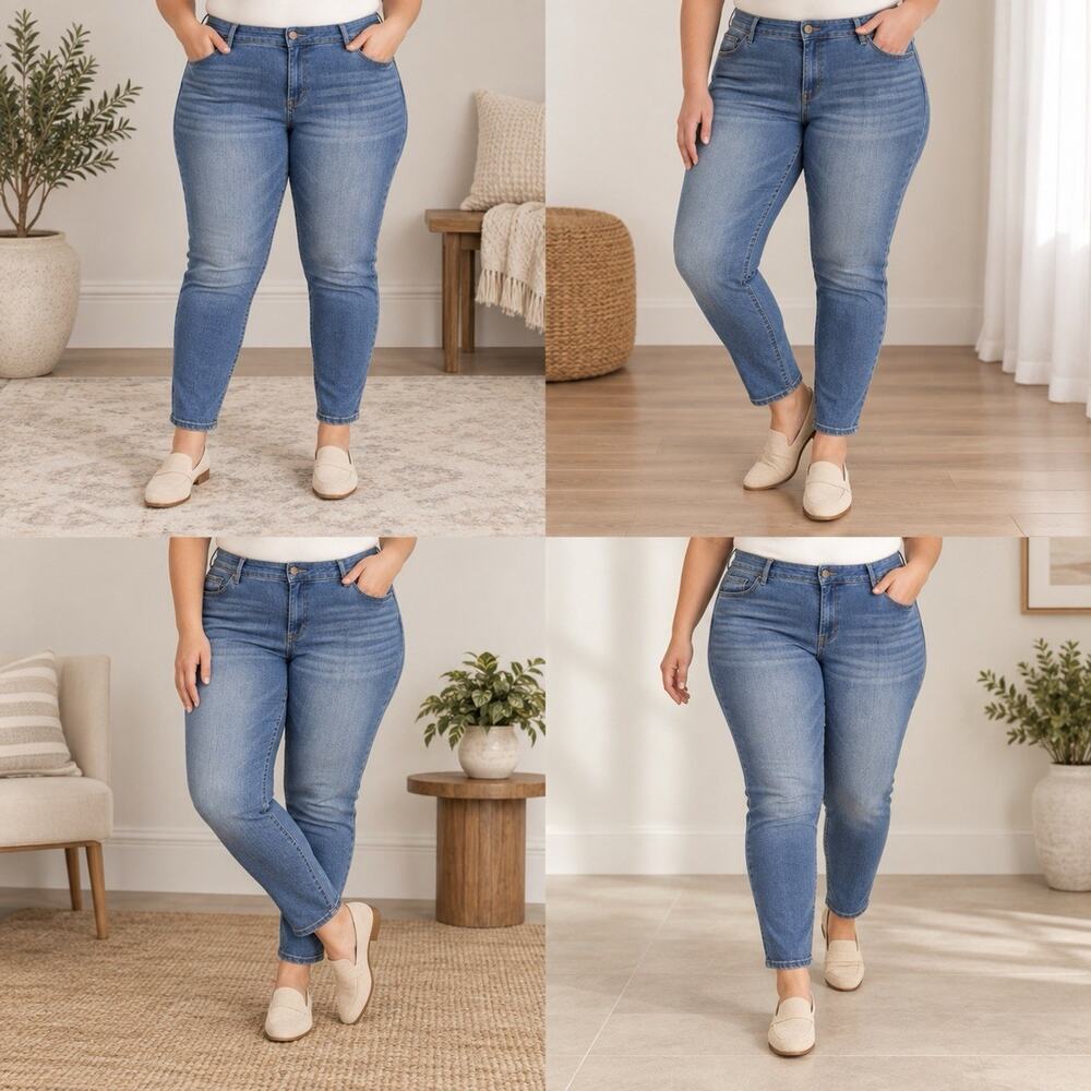 Jessica Simpson Forever Rolled Ankle Jeans Womens 20W Blue Plus Size